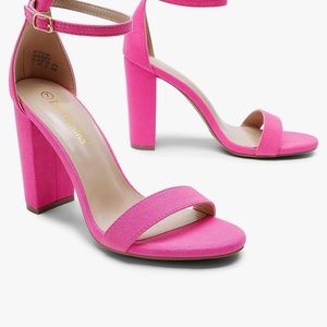 NIB Dream Pairs sz 6.5 (sz 7) hot pink suede HI-CHUNK heels, so cute! prom dance